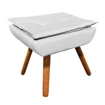 Puff Opala material sintético Branco Pés Palito Castanho