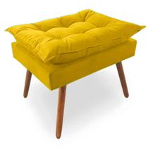 Puff Opala Pés Palito Sued Amarelo - Kimi Design