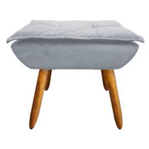 Puff Opala Suede Cinza Pés Palito Castanho Drossi