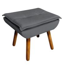 Puff Opala Veludo Grafite Pés Palito Castanho - Drossi Puff Opala Veludo Grafite Pés Palito Castanho - Drossi