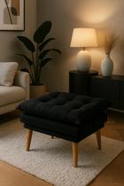 Puff Opalak Design Moderno Pés Palito Sala TV Conforto Sala Estar Escritório Consultório Sala Jantar Preto