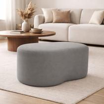 Puff Orgânico Curvo Feijão Sala Redondo Confortável Quarto Moderno Linho Cor:Cinza