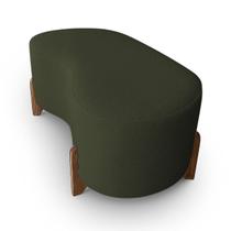 Puff Orgânico Curvo Pé de Madeira Decorativo para Sala Confortável e Reforçado Bouclé