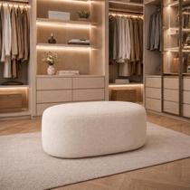 Puff Orgânico Decorativo Moderno Em Bouclé Para Sala Quarto Closet E Hall De Entrada