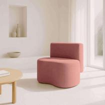 Puff Orgânico Feijão Com Encosto Curvo Redondo Sala Resistente Confortável Suede Cor:Suede Azul