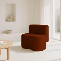 Puff Orgânico Feijão Com Encosto Curvo Redondo Sala Resistente Confortável Suede Cor:Suede Capuccino