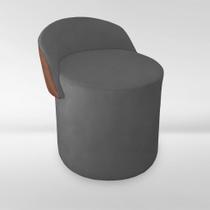 Puff Orgânico Redondo com Encosto Luxo Composé material sintético e Suede para Sala e Recepção