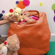 Puff Organizador Infantil para Bichos de Pelúcia Laranja