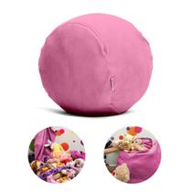 Puff Organizador Infantil para Bichos de Pelúcia Rosa Claro