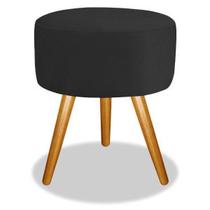 Puff Para Decoração Sala De Estar Redondo Preto 50 Cm
