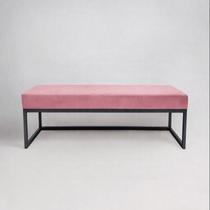 Puff para Quarto 140x40cm Veludo Ted Rosa/Preto Puff para Quarto 140x40cm Veludo Ted Rosa/Preto