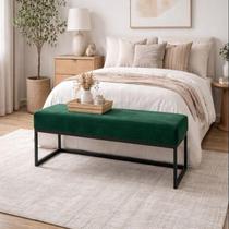 Puff para Quarto 140x40cm Veludo Ted Verde/Preto Puff para Quarto 140x40cm Veludo Ted Verde/Preto