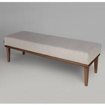 Puff para Quarto 160cm Linho Pés Grazi Bege/Imbuia Puff para Quarto 160cm Linho Pés Grazi Bege/Imbuia