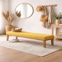Puff para Sala de Estar 140cm com Pés Linho Theo Puff para Sala de Estar 140cm com Pés Linho Theo