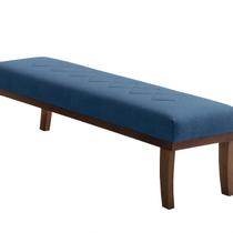 Puff para Sala de Estar 160cm Linho Theo Azul/Imbuia Puff para Sala de Estar 160cm Linho Theo Azul/Imbuia
