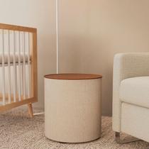 Puff para Sala de Estar 41cm X 43cm Lara Branco Cammel/Trama Latte Puff para Sala de Estar 41cm X 43cm Lara Branco Cammel/Trama Latte