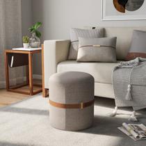 Puff para Sala de Estar em Linho Aston Cinza/Marrom Puff para Sala de Estar em Linho Aston Cinza/Marrom