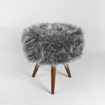 Puff Para Sala E Hall De Entrada Redondo Pelúcia Turim Pés Castanhos - Salaone Puff Para Sala E Hall De Entrada Redondo Pelúcia Turim Pés Castanhos - Salaone