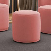 Puff para Sala Malu Orgânico Formato Redondo Espuma Assento Suede Rosê D'Rossi