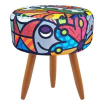 Puff para Sala Redondo Pés Palito Suede Romero Brito