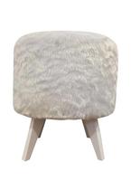 Puff Pé Palito Redondo Não É Segredo Astracan Pelúcia Branco