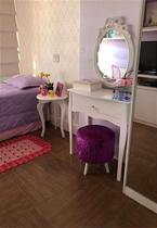 Puff Pé Palito Redondo Não É Segredo Astracan Pelúcia Roxo