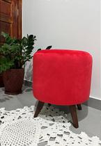 Puff Pé Palito Redondo Não é Segredo Suede Animale Vermelho 40x45