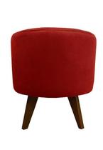 Puff Pé Palito Redondo Não É Segredo Veludo Vermelho 40X45