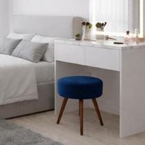 Puff Pé Palito Redondo Suede Clique E Decore Retrô Azul