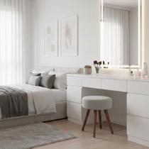 Puff Pé Palito Redondo Suede Clique E Decore Retrô Cinza Claro