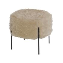 Puff Pelucia Redondo Lui Pé de Ferro Preto Fosco Estofama