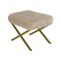 Puff Pelucia Vito Pé de ferro Dourado Estofama