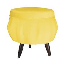 Puff Pétala Pés Palito Tabaco Suede Amarelo - DS Estofados Puff Pétala Pés Palito Tabaco Suede Amarelo - DS Estofados