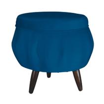 Puff Pétala Pés Palito Tabaco Suede Azul Royal - DS Estofados Puff Pétala Pés Palito Tabaco Suede Azul Royal - DS Estofados