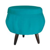 Puff Pétala Pés Palito Tabaco Suede Azul Turquesa - DS Estofados Puff Pétala Pés Palito Tabaco Suede Azul Turquesa - DS Estofados