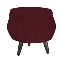 Puff Pétala Pés Palito Tabaco Suede Bordô - DS Estofados Puff Pétala Pés Palito Tabaco Suede Bordô - DS Estofados