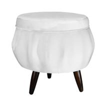 Puff Pétala Pés Palito Tabaco Suede Branco - DS Estofados Puff Pétala Pés Palito Tabaco Suede Branco - DS Estofados