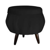 Puff Pétala Pés Palito Tabaco Suede Preto - DS Estofados Puff Pétala Pés Palito Tabaco Suede Preto - DS Estofados