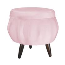Puff Pétala Pés Palito Tabaco Suede Rosa Bebê - DS Estofados Puff Pétala Pés Palito Tabaco Suede Rosa Bebê - DS Estofados