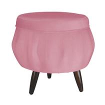 Puff Pétala Pés Palito Tabaco Suede Rosa - DS Estofados Puff Pétala Pés Palito Tabaco Suede Rosa - DS Estofados