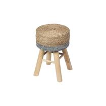 Puff Phi em Fibra com Base Madeira Bege Natural Puff Phi em Fibra com Base Madeira Bege Natural