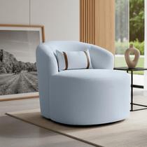 Puff Poltrona Decorativa Orgânica Roma Bouclé Giratória Almofada