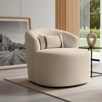 Puff Poltrona Decorativa Orgânica Roma Sala Bouclé Com Almofada