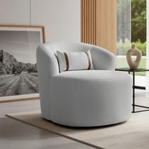 Puff Poltrona Decorativa Orgânica Roma Sala Bouclé Com Almofada