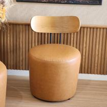 Puff Poltrona Vênus Com Encosto De Madeira material sintético Caramelo