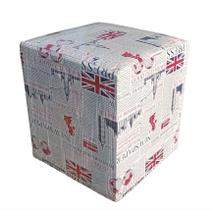 Puff Puf Assento Quadrado Decorativo Em material sintético Banquinho