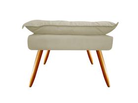 Puff Puf Banqueta Decorativa Opala Retangular Suede Bege Pés Palito Madeira Ms Decor