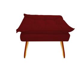 Puff Puf Banqueta Decorativa Opala Retangular Suede Marsala Pés Madeira Mz Decor