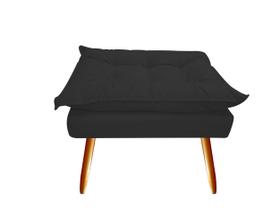 Puff Puf Banqueta Decorativa Opala Retangular Suede Preto Pés Madeira Mz Decor