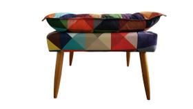 Puff Puf Banqueta Decorativa Opala Retangular Suede Triângulo Pés Madeira Ms Decor Puff Puf Banqueta Decorativa Opala Retangular Suede Triângulo Pés Madeira Ms Decor